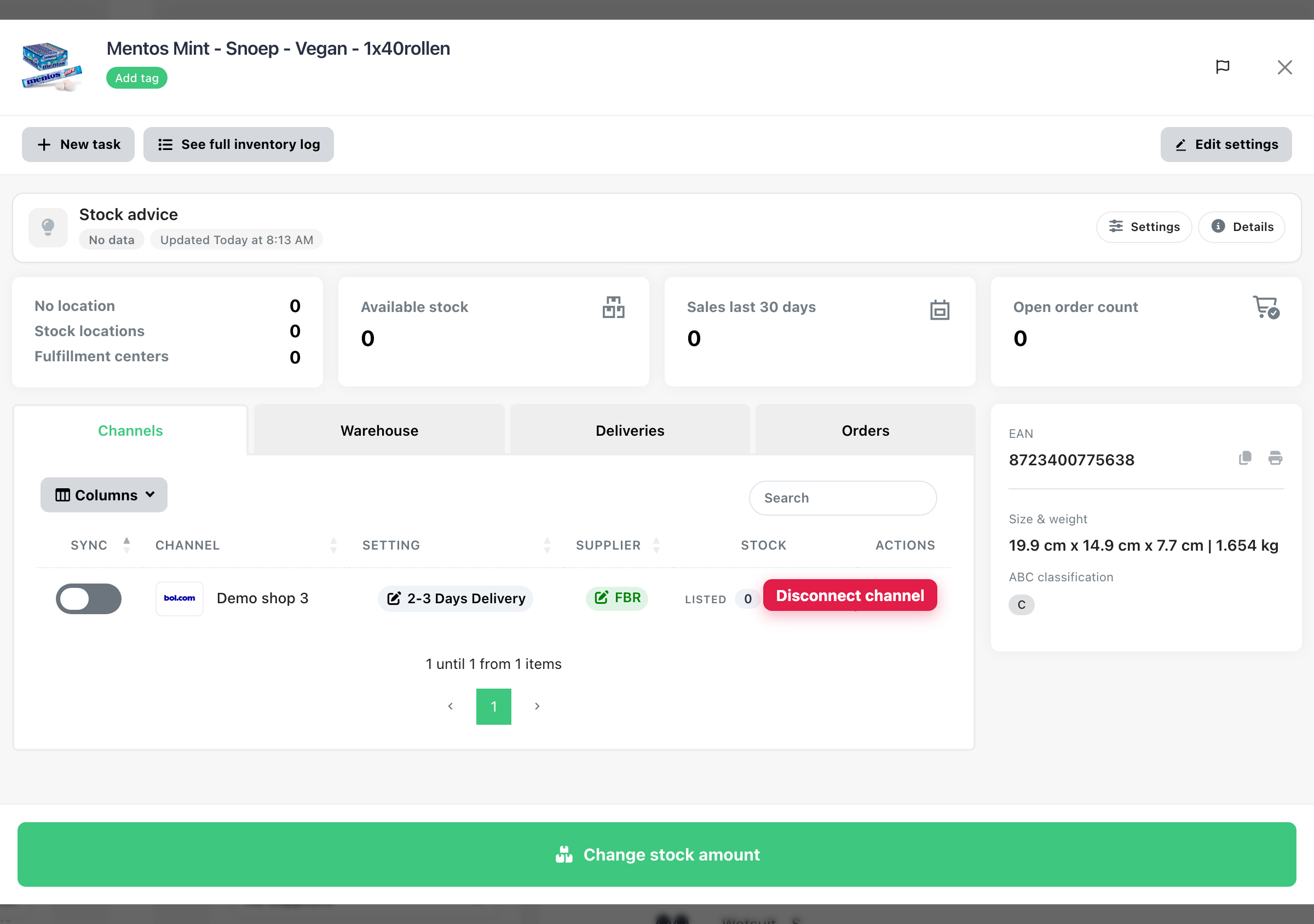 Disconnect the product from the sales channel
