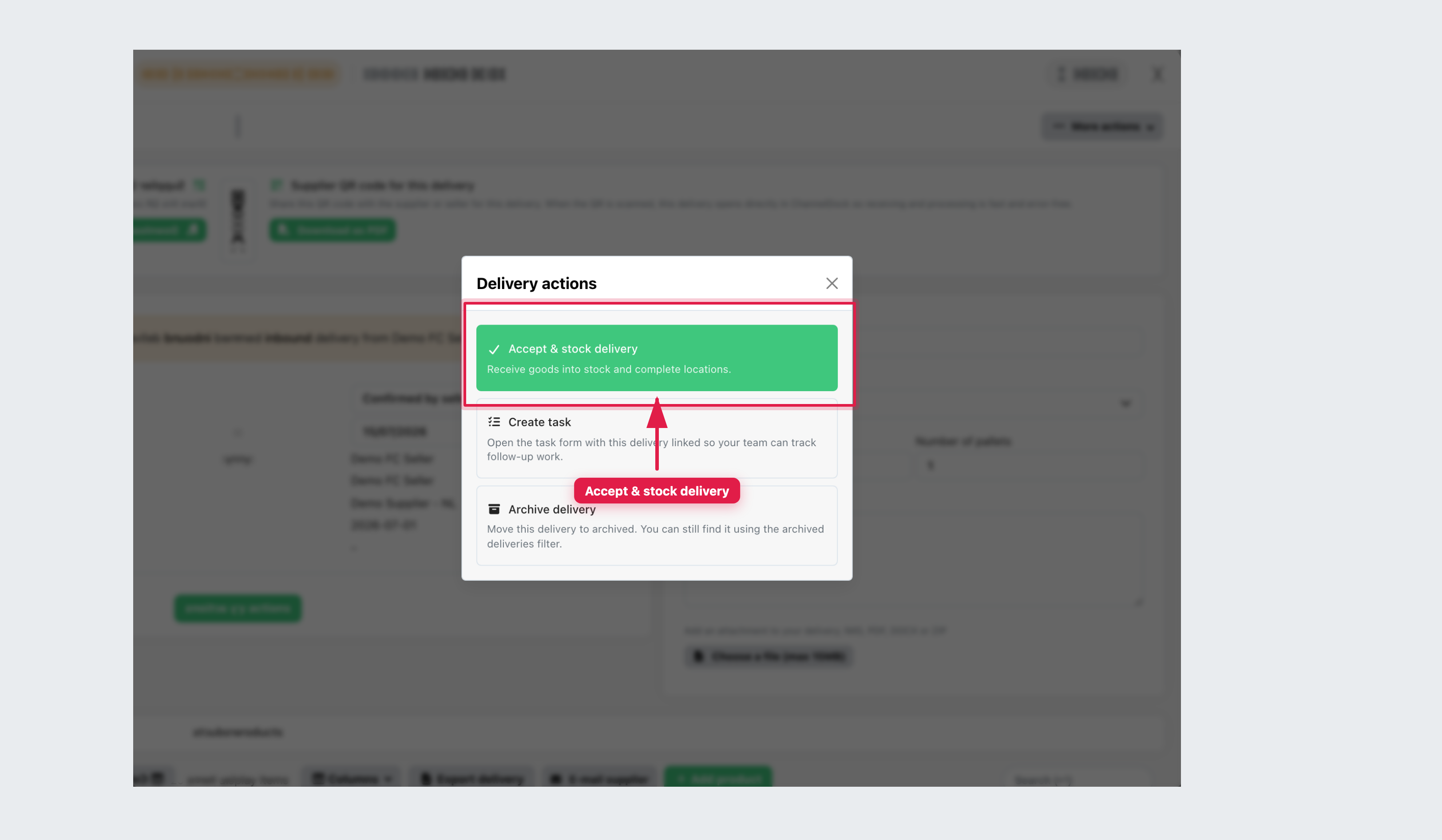 Delivery actions