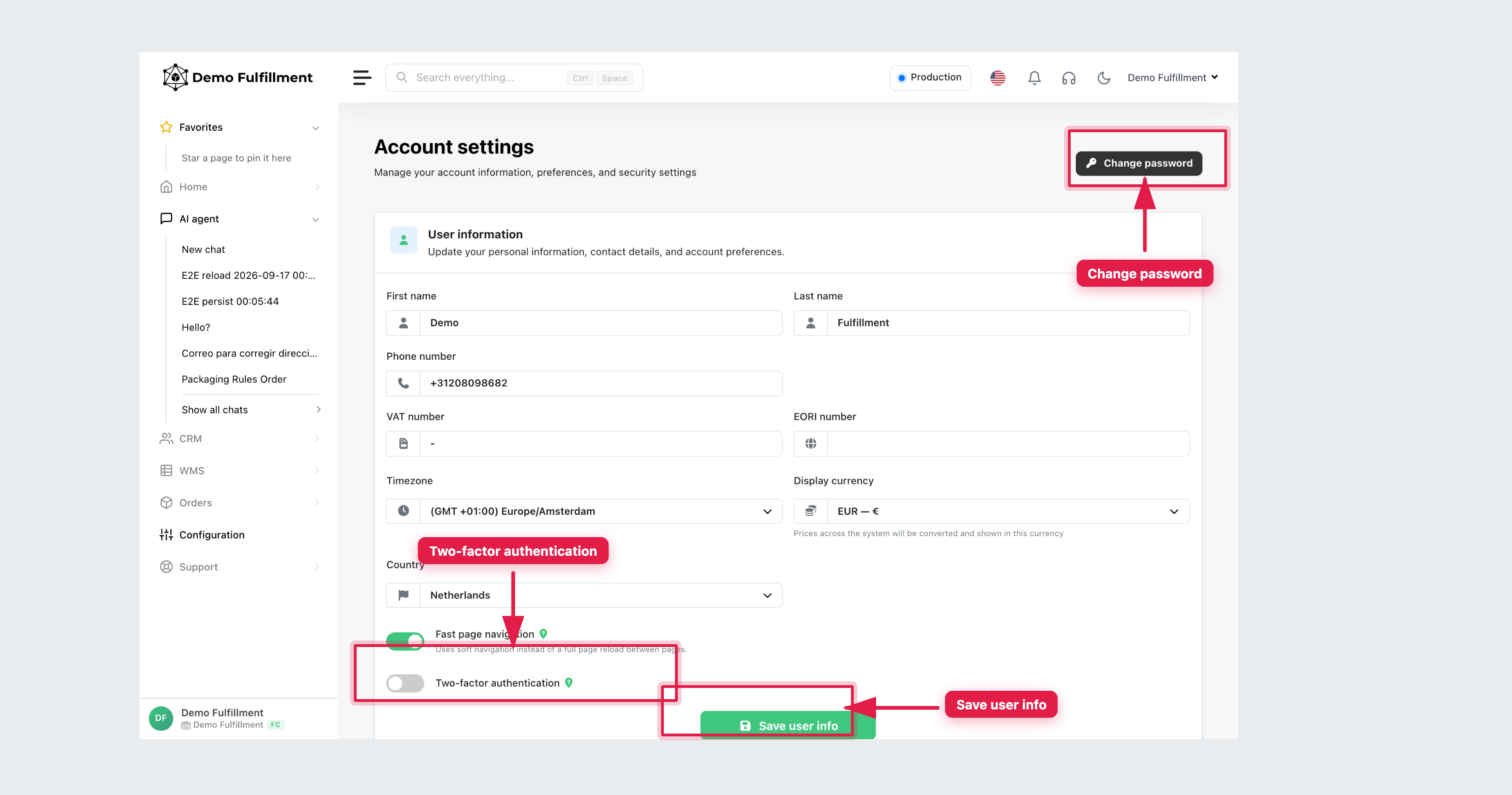 Account settings