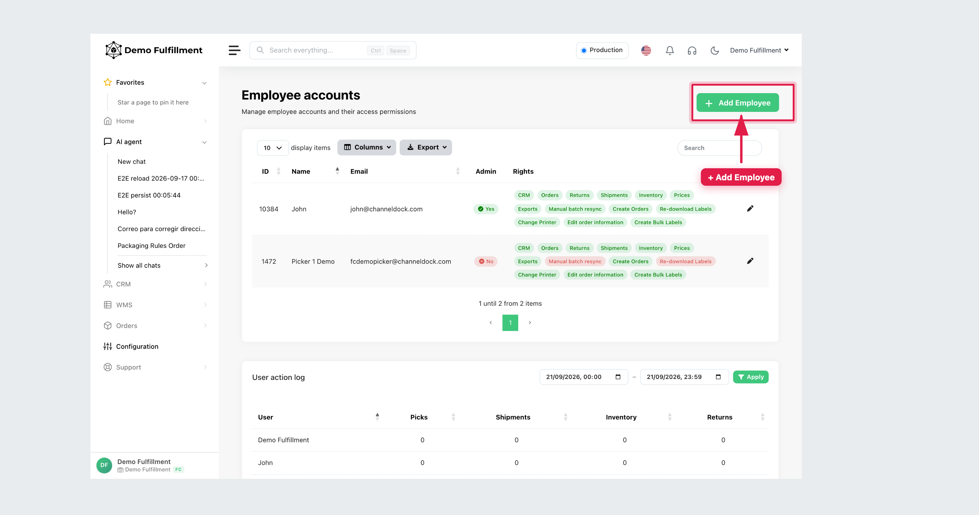 Employee accounts