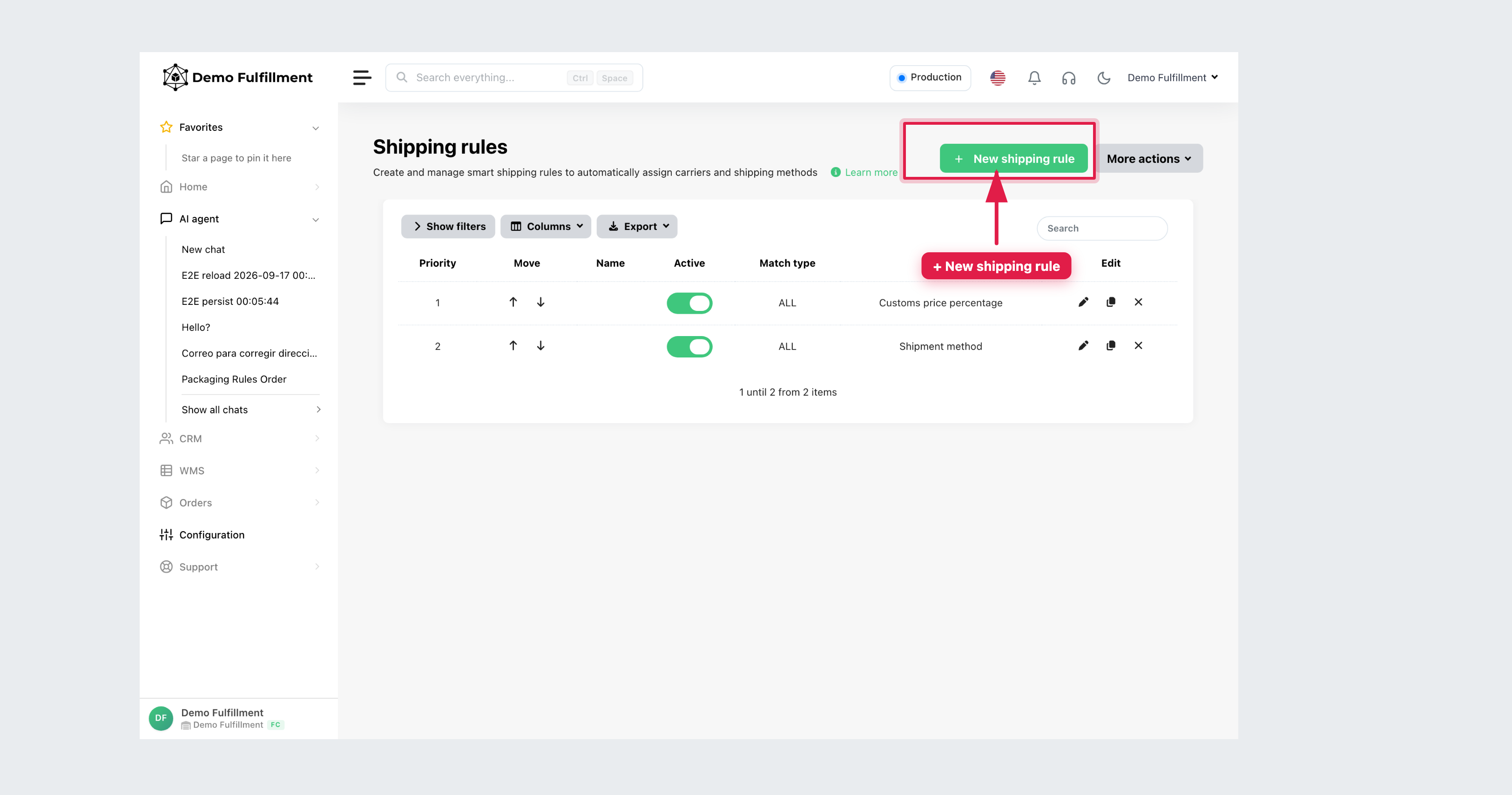 Shipping rules