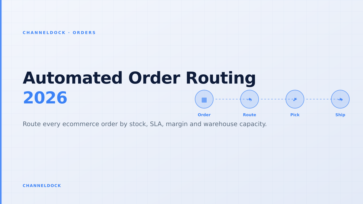 ChannelDock automated order routing diagram for ecommerce warehouses and marketplaces