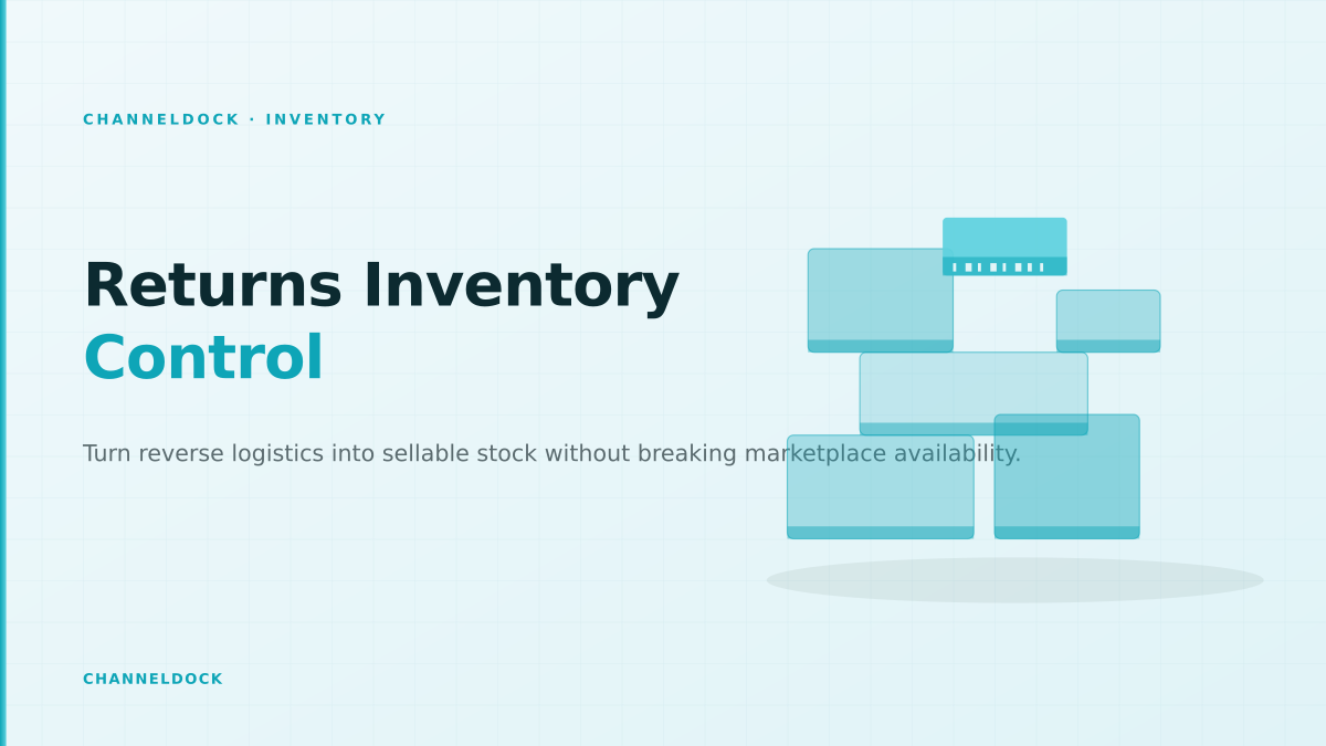 Returned ecommerce parcels moving through inventory inspection and restocking