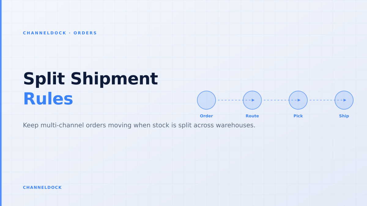 Order management rules splitting ecommerce shipments across warehouses and fulfillment partners