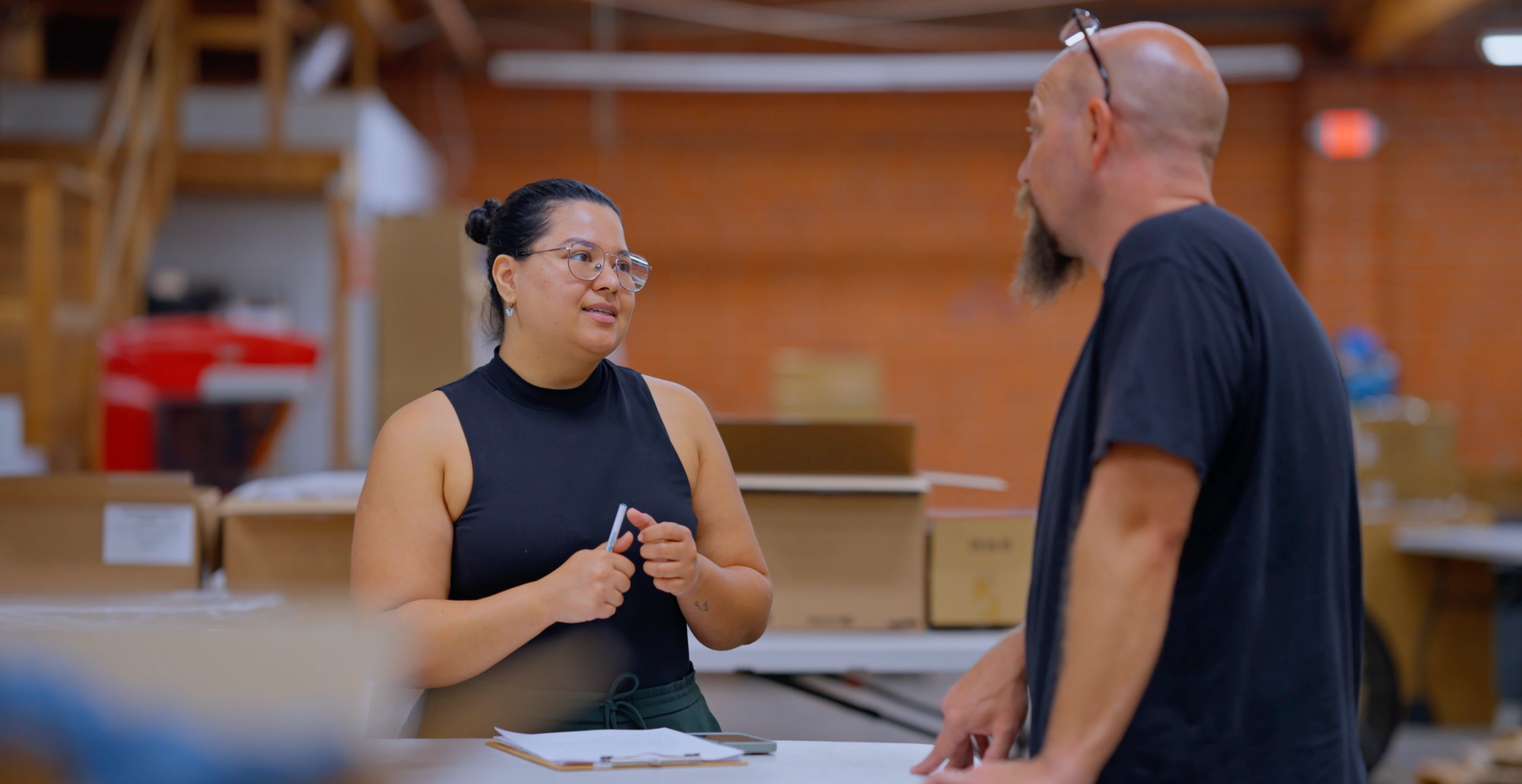 Warehouse team and ChannelDock discussing stock count results together